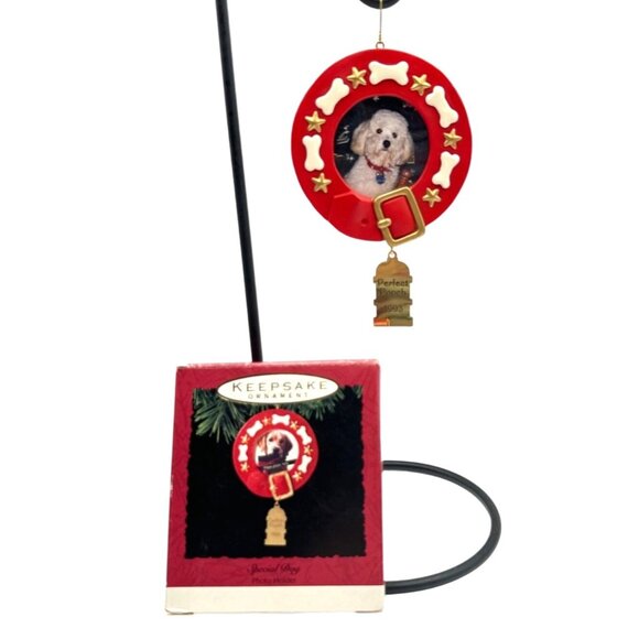 Hallmark Keepsake Special Dog Ornament Photo Holder 1993 Dog Bone Treat Hydrant - Picture 2 of 5